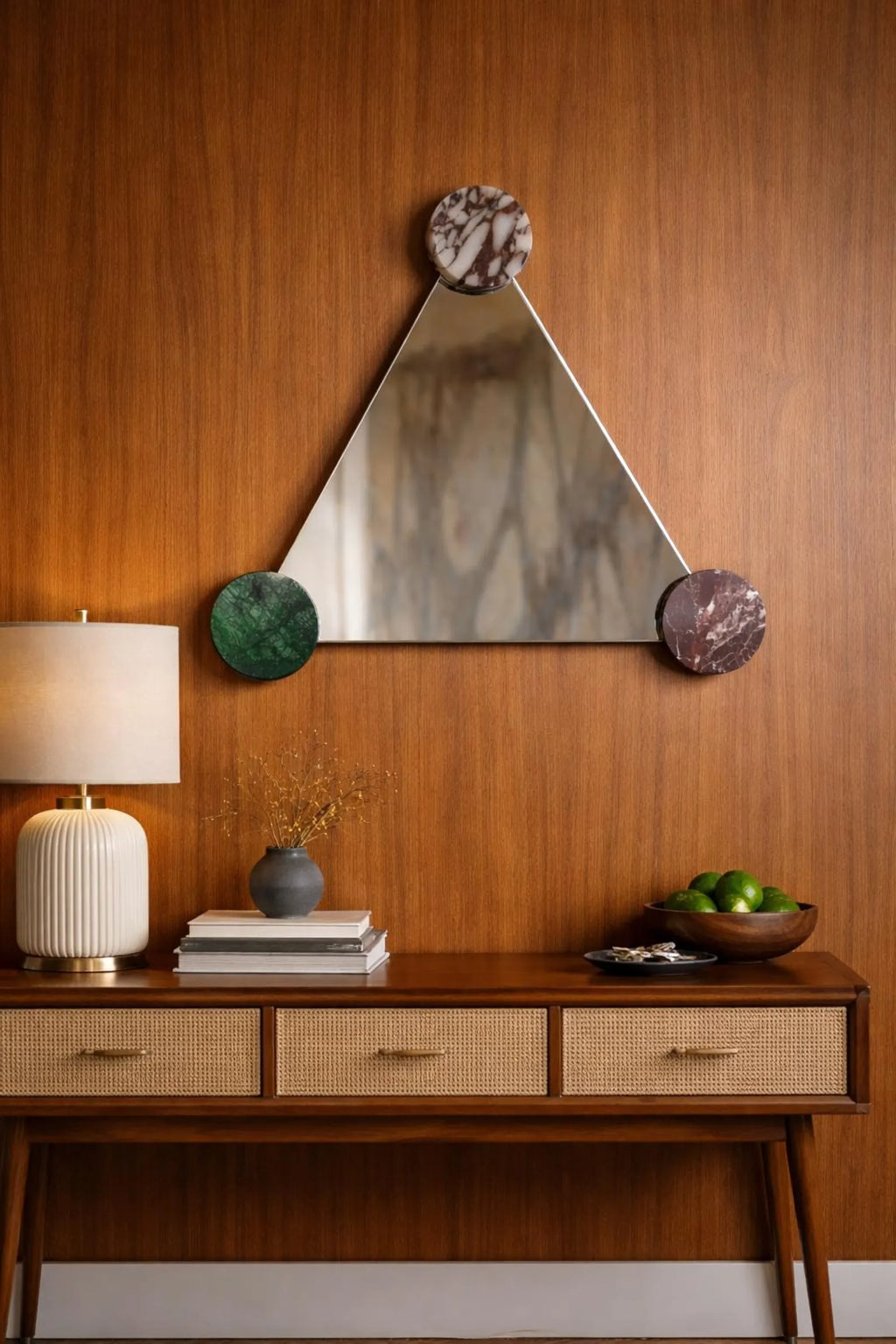 1970s Inspired Triangle Marble Mirror