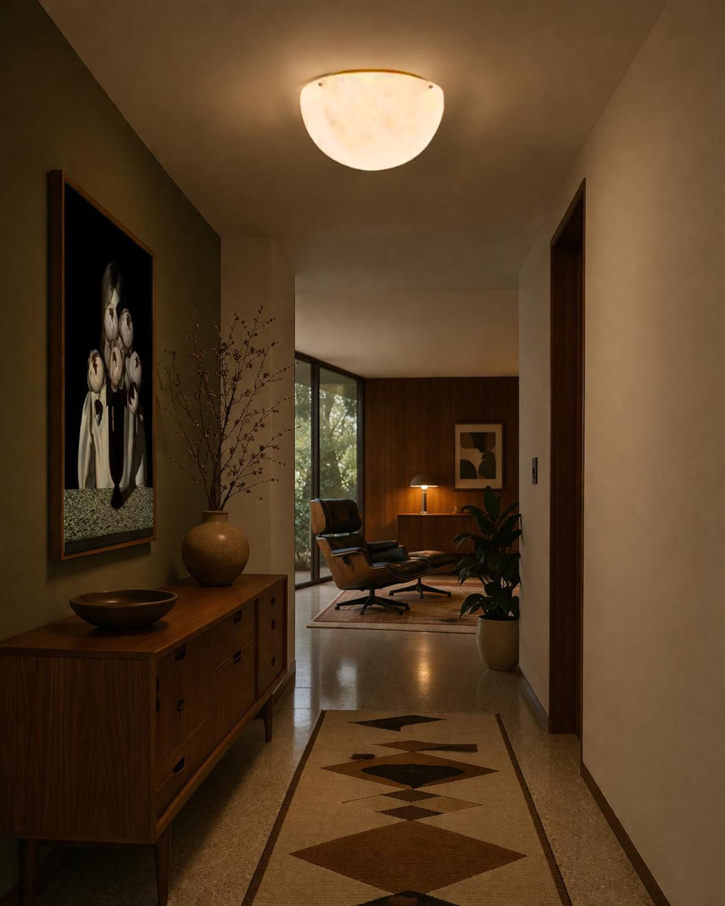 Alom Alabaster Dome Ceiling Light