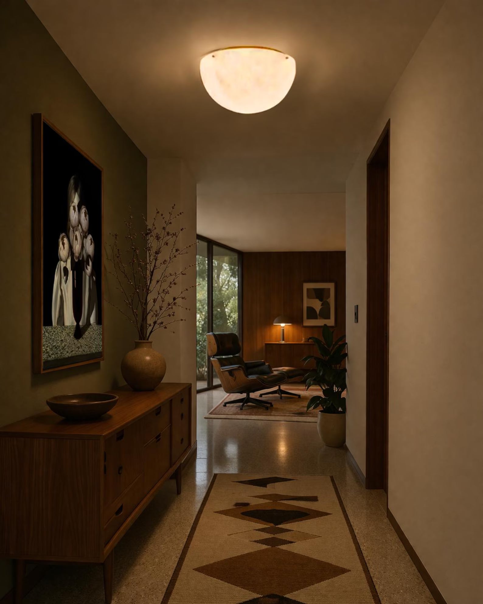 Alom Alabaster Dome Ceiling Light