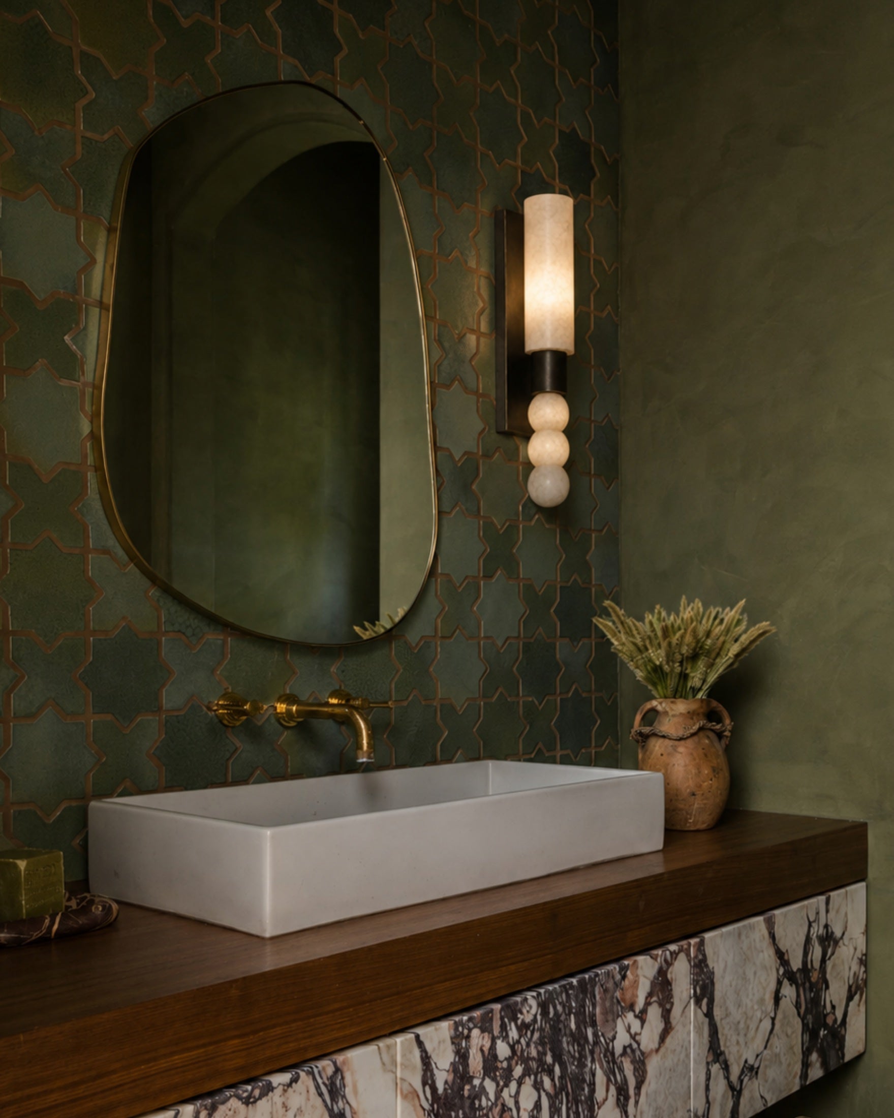 Pierre Alabaster & Brass Sconce — view 4
